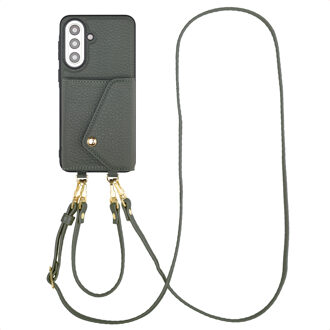 Selencia Sera Telefoonhoes met Koord en Envelop Pashouder voor de Samsung Galaxy A57 (5G) - Sage Green Groen