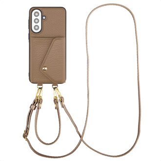 Selencia Sera Telefoonhoes met Koord en Envelop Pashouder voor de Samsung Galaxy A57 (5G) - Taupe Beige