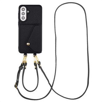 Selencia Sera Telefoonhoes met Koord en Envelop Pashouder voor de Samsung Galaxy A57 (5G) - Zwart