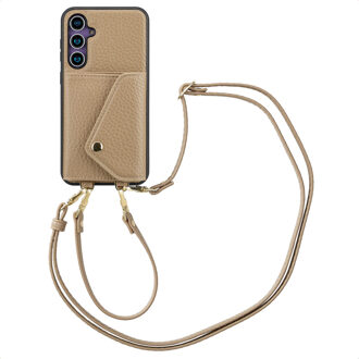 Selencia Sera Telefoonhoes met Koord en Envelop Pashouder voor de Samsung Galaxy S23 FE - Taupe Beige