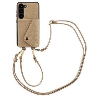 Selencia Sera Telefoonhoes met Koord en Envelop Pashouder voor de Samsung Galaxy S23 - Taupe Beige