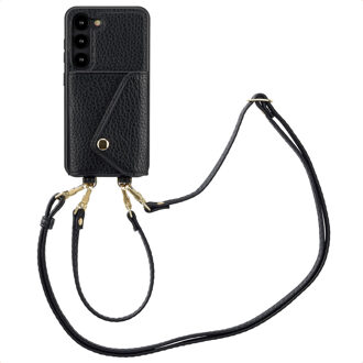 Selencia Sera Telefoonhoes met Koord en Envelop Pashouder voor de Samsung Galaxy S23 - Zwart