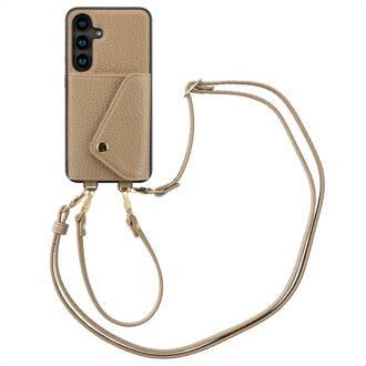 Selencia Sera Telefoonhoes met Koord en Envelop Pashouder voor de Samsung Galaxy S24 - Taupe Beige