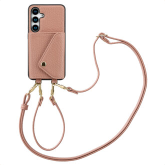 Selencia Sera Telefoonhoes met Koord en Envelop Pashouder voor de Samsung Galaxy S25 / S24 - Old Pink Roze