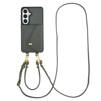 Selencia Sera Telefoonhoes met Koord en Envelop Pashouder voor de Samsung Galaxy S26 - Sage Green Groen