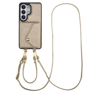 Selencia Sera Telefoonhoes met Koord en Envelop Pashouder voor de Samsung Galaxy S26 Ultra - Champagne Beige