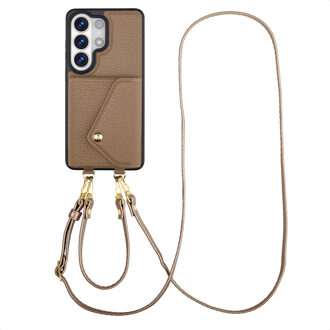 Selencia Sera Telefoonhoes met Koord en Envelop Pashouder voor de Samsung Galaxy S26 Ultra - Taupe Beige