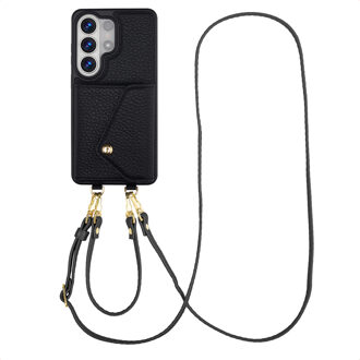 Selencia Sera Telefoonhoes met Koord en Envelop Pashouder voor de Samsung Galaxy S26 Ultra - Zwart