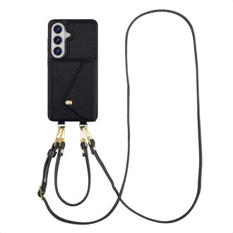 Selencia Sera Telefoonhoes met Koord en Envelop Pashouder voor de Samsung Galaxy S26 - Zwart