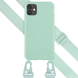 Selencia Siliconen hoesje met afneembaar koord voor de Apple iPhone 11 - Turquoise