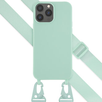 Selencia Siliconen hoesje met afneembaar koord voor de Apple iPhone 13 Pro Max - Turquoise