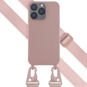 Selencia Siliconen hoesje met afneembaar koord voor de Apple iPhone 13 Pro - Sand Pink Roze