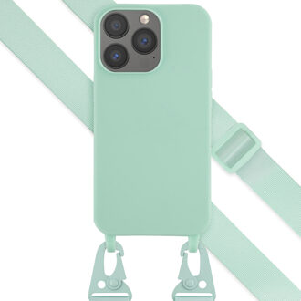 Selencia Siliconen hoesje met afneembaar koord voor de Apple iPhone 13 Pro - Turquoise
