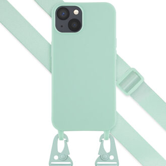 Selencia Siliconen hoesje met afneembaar koord voor de Apple iPhone 13 - Turquoise