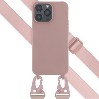 Selencia Siliconen hoesje met afneembaar koord voor de Apple iPhone 14 Pro Max - Sand Pink Roze