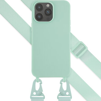 Selencia Siliconen hoesje met afneembaar koord voor de Apple iPhone 14 Pro Max - Turquoise