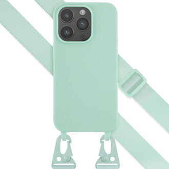 Selencia Siliconen hoesje met afneembaar koord voor de Apple iPhone 14 Pro - Turquoise
