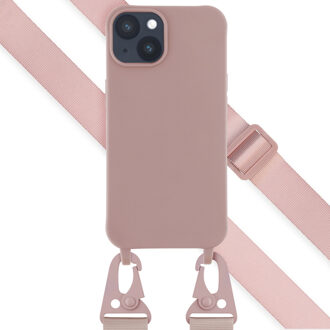 Selencia Siliconen hoesje met afneembaar koord voor de Apple iPhone 14 - Sand Pink Roze