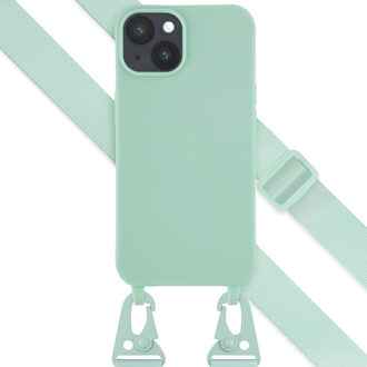 Selencia Siliconen hoesje met afneembaar koord voor de Apple iPhone 14 - Turquoise