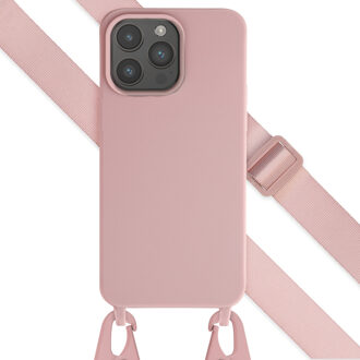 Selencia Siliconen hoesje met afneembaar koord voor de Apple iPhone 15 Pro Max - Sand Pink Roze