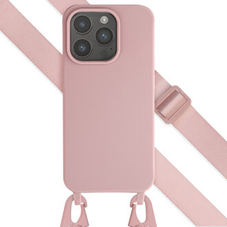 Selencia Siliconen hoesje met afneembaar koord voor de Apple iPhone 15 Pro - Sand Pink Roze