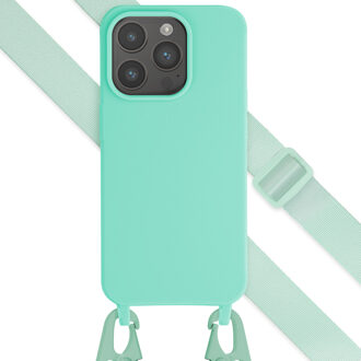 Selencia Siliconen hoesje met afneembaar koord voor de Apple iPhone 15 Pro - Turquoise