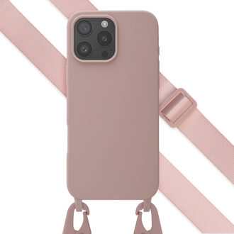 Selencia Siliconen hoesje met afneembaar koord voor de Apple iPhone 16 Pro Max - Sand Pink Roze