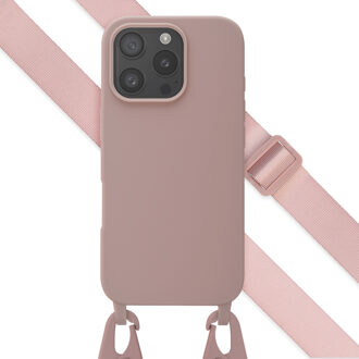 Selencia Siliconen hoesje met afneembaar koord voor de Apple iPhone 16 Pro - Sand Pink Roze
