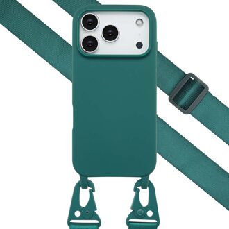 Selencia Siliconen hoesje met afneembaar koord voor de Apple iPhone 17 Pro - Donkergroen