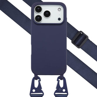 Selencia Siliconen hoesje met afneembaar koord voor de Apple iPhone 17 Pro Max - Donkerblauw