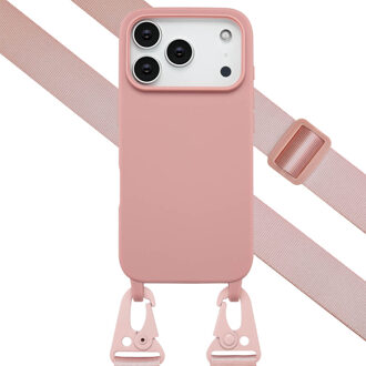 Selencia Siliconen hoesje met afneembaar koord voor de Apple iPhone 17 Pro - Sand Pink Roze