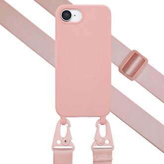 Selencia Siliconen hoesje met afneembaar koord voor de Apple iPhone 17e / 16e - Sand Pink Roze
