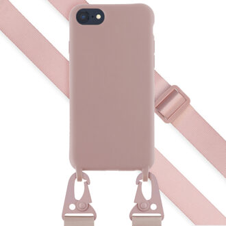 Selencia Siliconen hoesje met afneembaar koord voor de Apple iPhone SE (2022 / 2020) / 8 / 7 - Sand Pink Roze