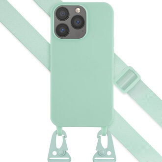 Selencia Siliconen hoesje met afneembaar koord voor de iPhone 13 Pro - Turquoise