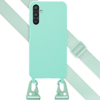Selencia Siliconen hoesje met afneembaar koord voor de Samsung Galaxy A25 (5G) - Turquoise