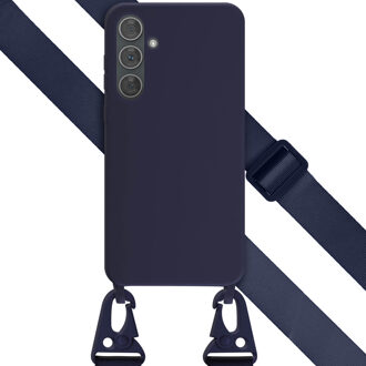 Selencia Siliconen hoesje met afneembaar koord voor de Samsung Galaxy A35 - Donkerblauw