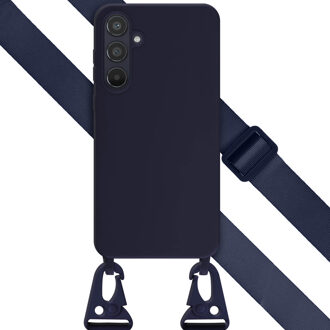 Selencia Siliconen hoesje met afneembaar koord voor de Samsung Galaxy A55 - Donkerblauw