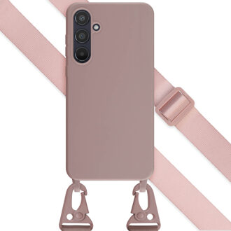 Selencia Siliconen hoesje met afneembaar koord voor de Samsung Galaxy A55 - Sand Pink Roze