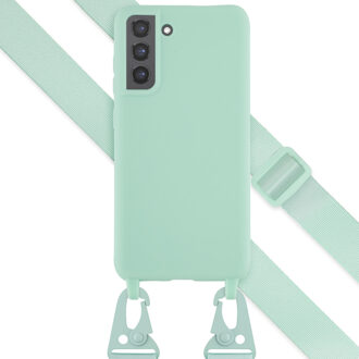 Selencia Siliconen hoesje met afneembaar koord voor de Samsung Galaxy S21 FE - Turquoise