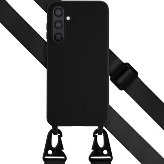 Selencia Siliconen hoesje met afneembaar koord voor de Samsung Galaxy S23 FE - Zwart