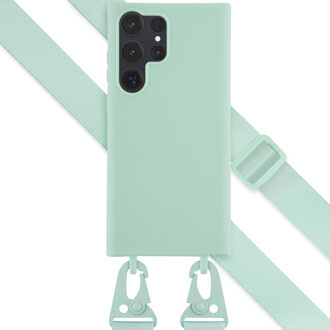 Selencia Siliconen hoesje met afneembaar koord voor de Samsung Galaxy S23 Ultra - Turquoise