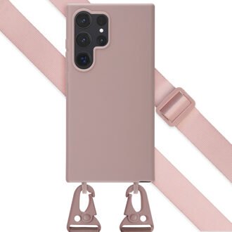 Selencia Siliconen hoesje met afneembaar koord voor de Samsung Galaxy S24 Ultra - Sand Pink Roze