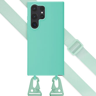 Selencia Siliconen hoesje met afneembaar koord voor de Samsung Galaxy S24 Ultra - Turquoise