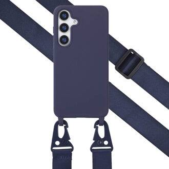 Selencia Siliconen hoesje met afneembaar koord voor de Samsung Galaxy S25 - Donkerblauw