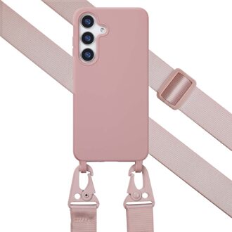 Selencia Siliconen hoesje met afneembaar koord voor de Samsung Galaxy S25 - Sand Pink Roze