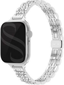 Selencia Slim Steel Jubilee Inspired schakelbandje voor de Apple Watch Series 1 t/m 9 / SE (38/40/41 mm) | Series 10 / 11 (42 mm) - Zilver - 41 mm