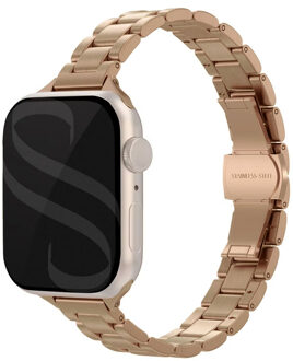 Selencia Slim Steel schakelbandje voor de Apple Watch Series 1 t/m 9 / SE (38/40/41 mm) | Series 10 / 11 (42 mm) - Rosé Goud - 41 mm