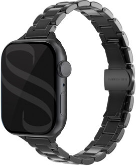 Selencia Slim Steel schakelbandje voor de Apple Watch Series 1 t/m 9 / SE (38/40/41 mm) | Series 10 / 11 (42 mm) - Zwart - 41 mm