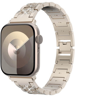 Selencia Sparkle schakelband voor de Apple Watch Series 1 t/m 9 / SE (38/40/41 mm) | Series 10 / 11 (42 mm) - Champagne Gold Goud - 41 mm