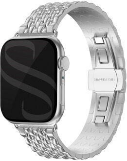 Selencia Stalen draak band voor de Apple Watch | 44/45/46/49 mm - Zilver - 49 mm